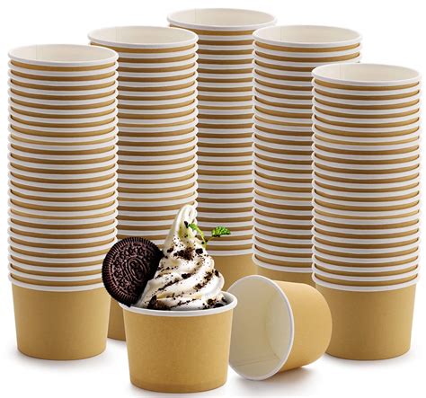 Paper Ice Cream Cups 50-Count 9-Oz Disposable Dessert Bowls For Hot Or ...