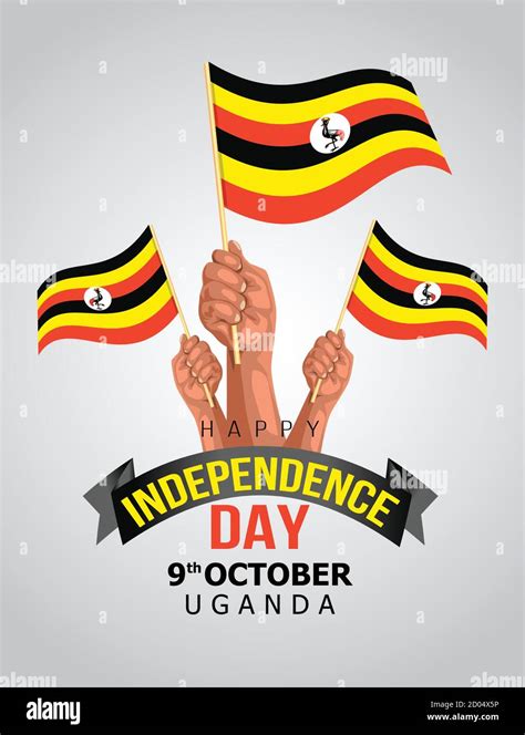 Uganda flag and hand on white background. happy independence day Uganda ...