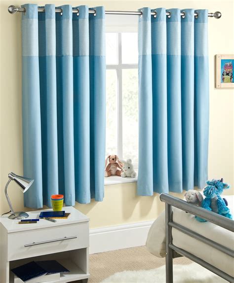 Amazon.com: Powder Blue Gingham Baby Bedroom Curtains Blackout Thermal ...