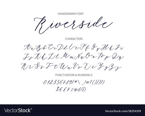 Riverside - handwritten script font Royalty Free Vector