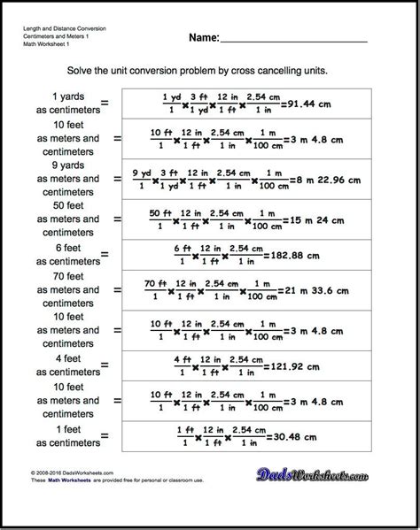 Measurements And Conversions Worksheets