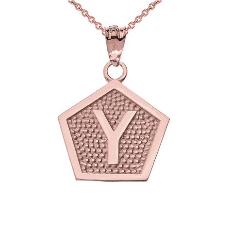 Rose Gold Letter "Y" Initial Pentagon Pendant Necklace