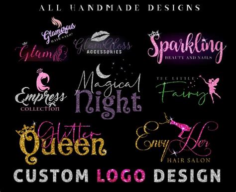 Glitter Logo Design Custom Glitter Logo Glitter Hair Logo | Etsy