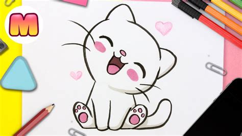 COMO DIBUJAR UN GATO KAWAII - Dibujos kawaii faciles - aprender a ...