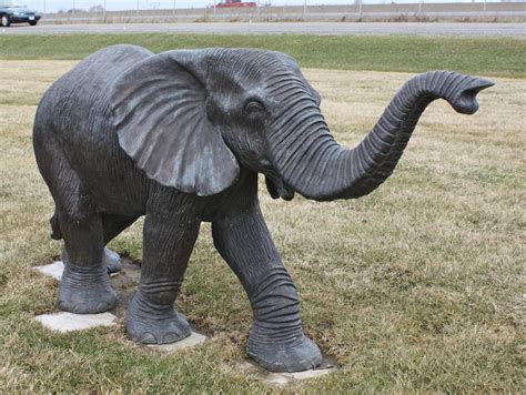 Baby Elephant Statue with Trunk Raised Life Size - Irongate Garden ...