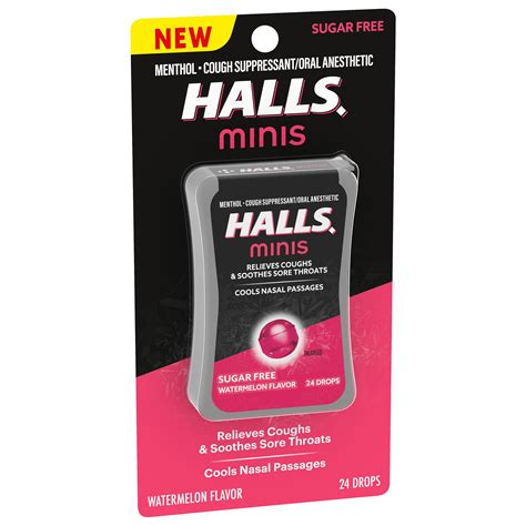 Buy HALLS Minis Watermelon Flavor Sugar Free Cough Drops, 24 Drops ...