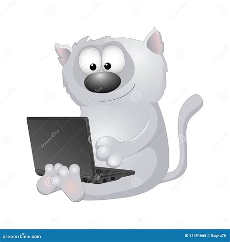 Cat With A Computer Royalty Free Stock Photos - Image: 31491668