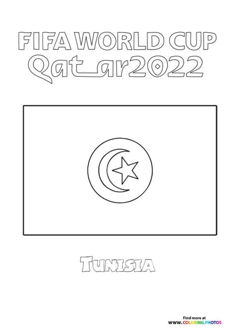 Tunisia World Cup flag - Coloring Pages for kids