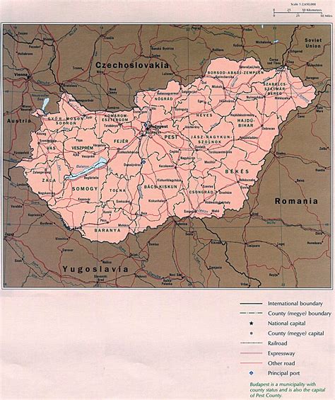 Large detailed political and administrative map of Hungary with roads ...