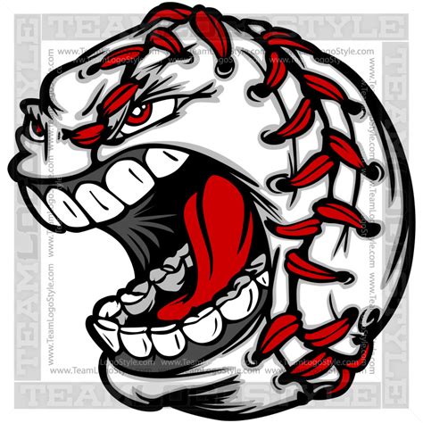 Baseball Graphic - Baseball Face Cartoon Image | EPS and JPG