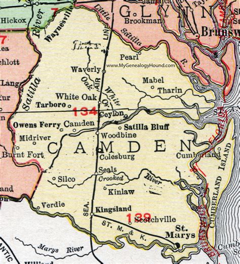 Camden County, Georgia, 1911, Map, Rand McNally, Kingsland, St. Marys ...