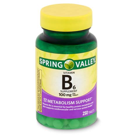 Spring Valley Vitamin B6 Supplement, 100 mg, 250 count – Walmart ...