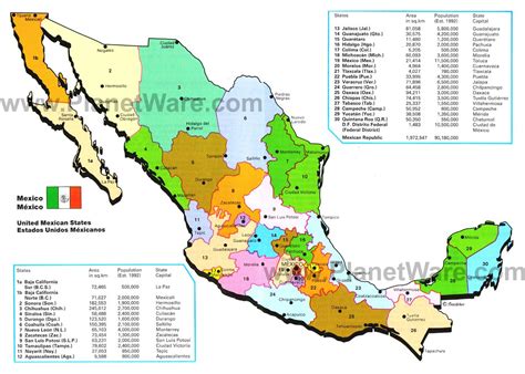 Map of Mexico- Mexican States | PlanetWare