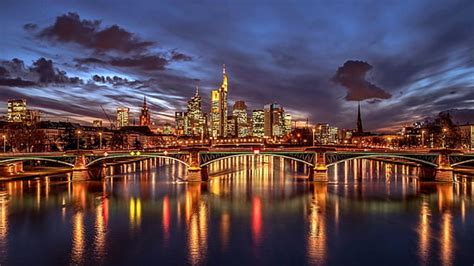 HD wallpaper: Frankfurt, Nightscape, Germany, HD, 4K | Wallpaper Flare