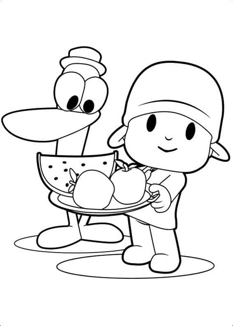 Pocoyo and Pato coloring page - Download, Print or Color Online for Free