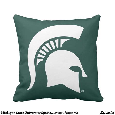 Michigan State University Spartan Helmet Logo Throw Pillow | Zazzle ...