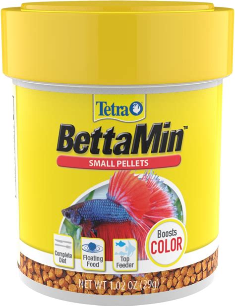 TETRA Betta Floating Mini Pellets Color Enhancing Fish Food, 1.02-oz ...