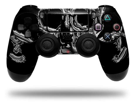 Vinyl Skin Wrap for Sony PS4 Dualshock Controller Chrome Skull on Black ...