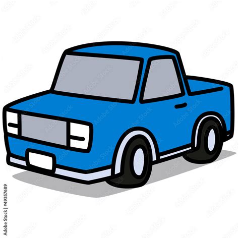 Cartoon Car 02 : Blue Pickup Truck Stock Vector | Adobe Stock