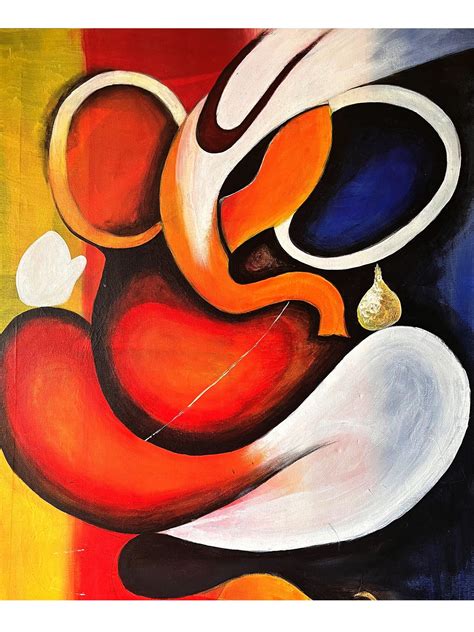 Lord Ganesha Abstract Painting | Acrylic On Canvas | Exotic India Art