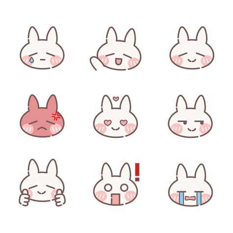 Premium Vector | Cute Rabbit Emoji Icons