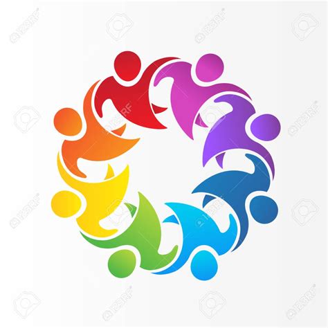 Logo teamwork unity business embraced people partners colorful icon ...