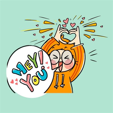 Premium Vector | Hey! i love you sign doodle illustration