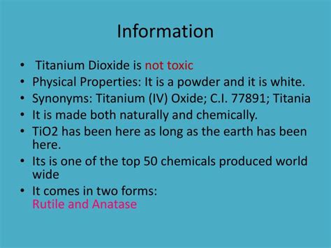 PPT - Titanium Dioxide chemical Formula: TiO2 PowerPoint Presentation ...