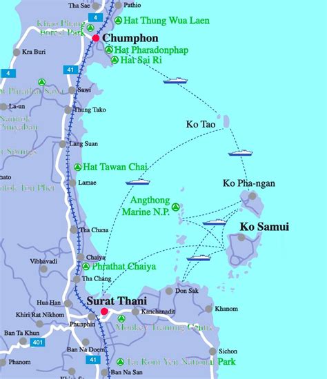 Map of Koh Samui, Ko Phangan and Koh Tao area