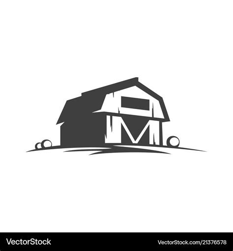 Farm barn silhouette isolated on white background Vector Image