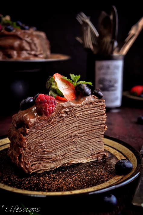 Life Scoops: Crepe Cake with Blackberry Schnapps Chocolate Mousse