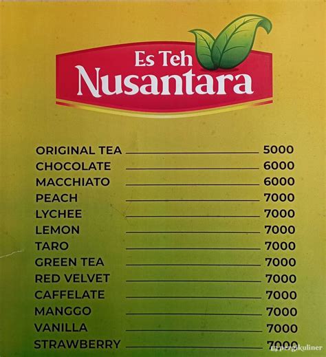 Selalu diperbarui! Menu Es Teh Nusantara, Mulyorejo, Surabaya