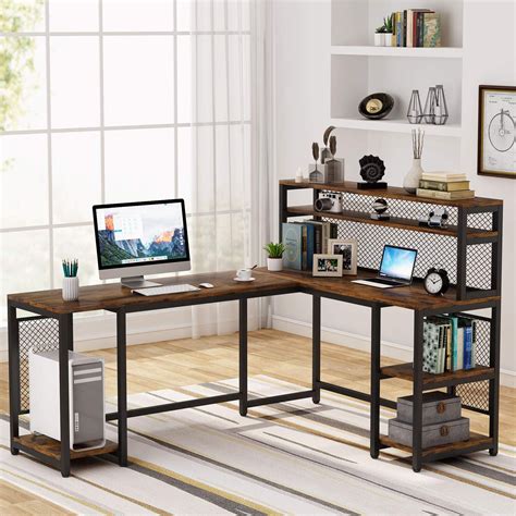 Tribesigns 67 inch Large L-Shaped Computer Desk with Hutch and ...