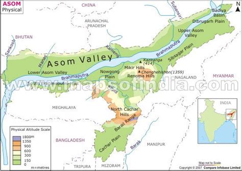 Physical Map Of Assam State - China Map Tourist Destinations