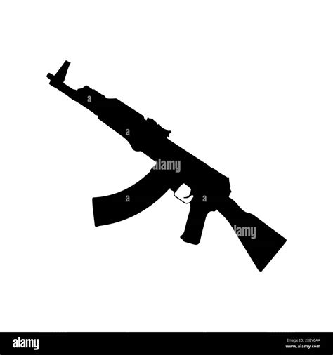 Ak 47 vector silhouette isolated on white background. Ak 47 icon ...