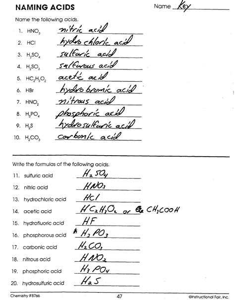 Naming Compounds And Writing Formulas Answers