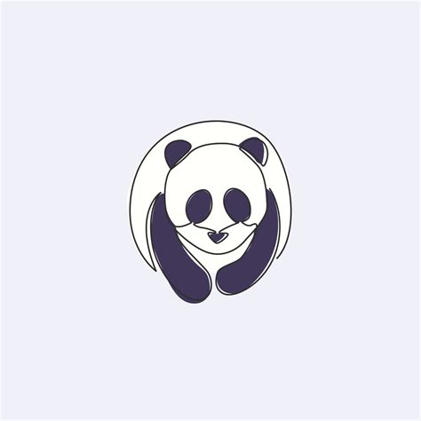 Single continuous line drawing of funny panda for corporation logo ...