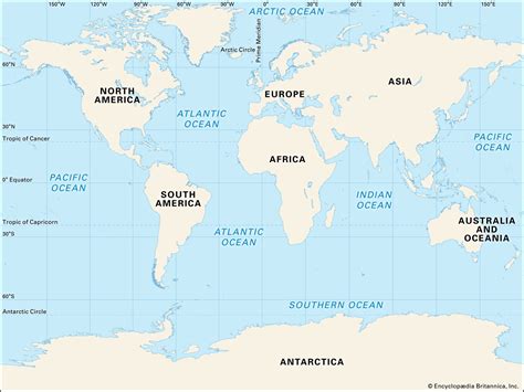 World Map Image With Continents And Oceans