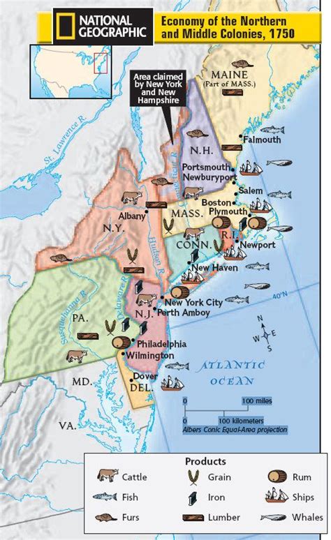 Middle Colonies Economy Map