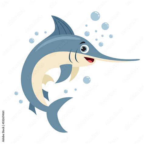 Cartoon Drawing Of A Swordfish Stock Vector | Adobe Stock