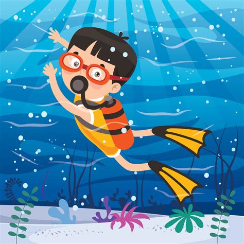 Little Cartoon Character Diving In The Ocean 2388542 Vector Art at Vecteezy