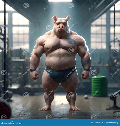 A buff Pig at the Gym stock illustration. Illustration of exercise ...