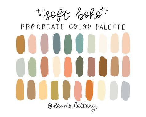 Soft Boho PROCREATE COLOR PALETTE Color Swatches Ipad - Etsy Singapore