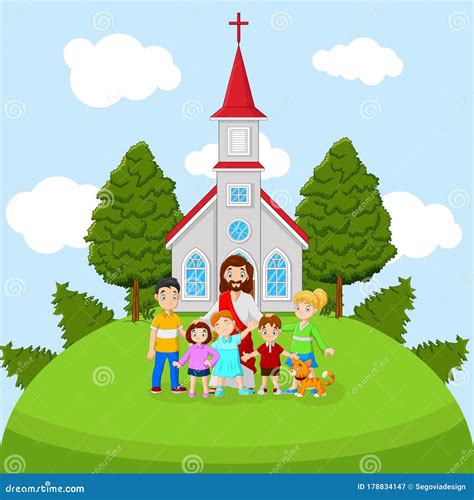 Cartoon Jesus with Children in a Church Stock Vector - Illustration of ...