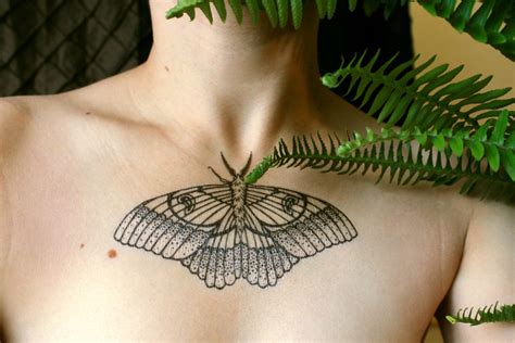 Black Witch Moth Temporary Tattoo, Black Line Tattoo, Winged Insect ...