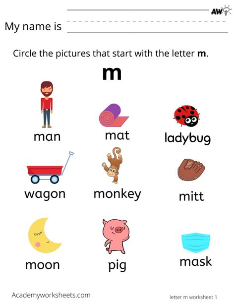 Learn the Letter M m - Learning the Alphabet - Academy Worksheets ...