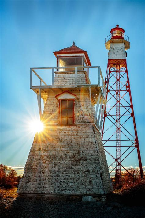 Two Lighthouses Backlighting At Sunset | Lighthouse, Beautiful ...