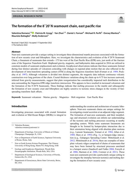 (PDF) The formation of the 8˚20’ N seamount chain, east pacific rise