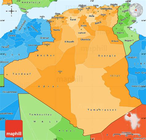 Political Shades Simple Map of Algeria