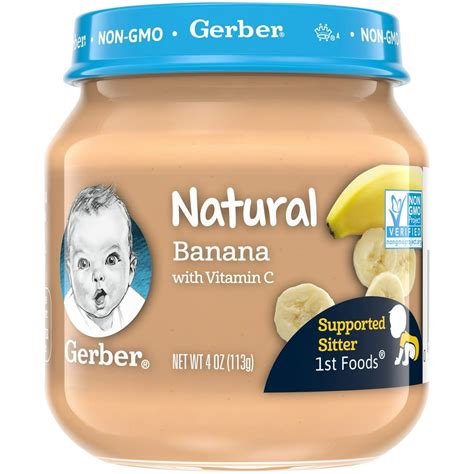 Gerber 1st Foods Natural Banana Baby Food, 4 oz Jar - Walmart.com ...